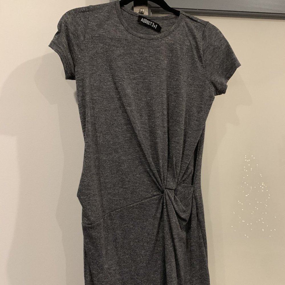 Gray Knot Waist Tee Mini Dress